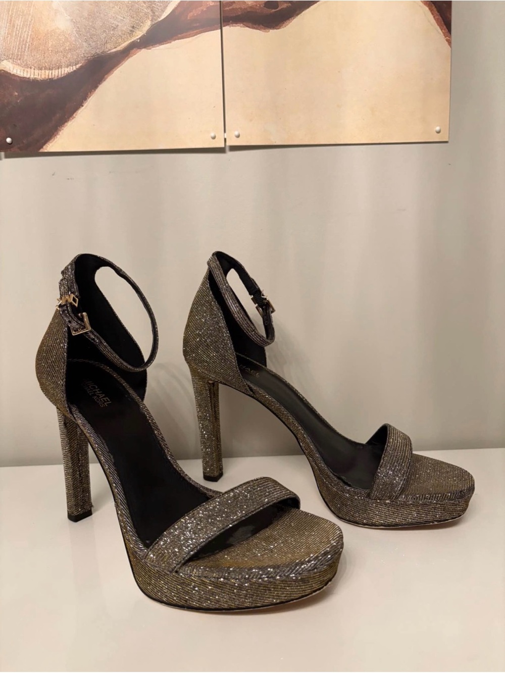 Gorgeous Michael Kors Women’s Gold n Silver Sparkly Platform Stiletto Heels